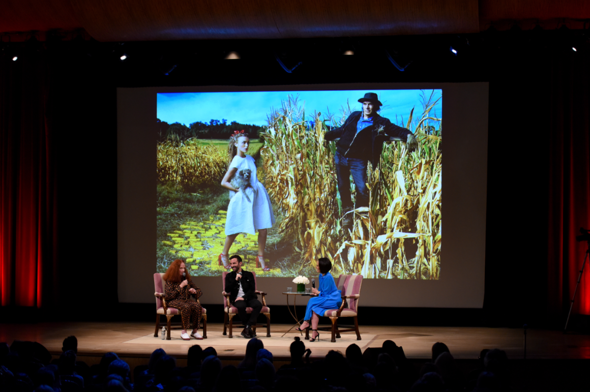 Grace Coddington, Nicolas Ghesquière and Alina Cho in conversation at the Met. Photo: Zach Hilty/BFA