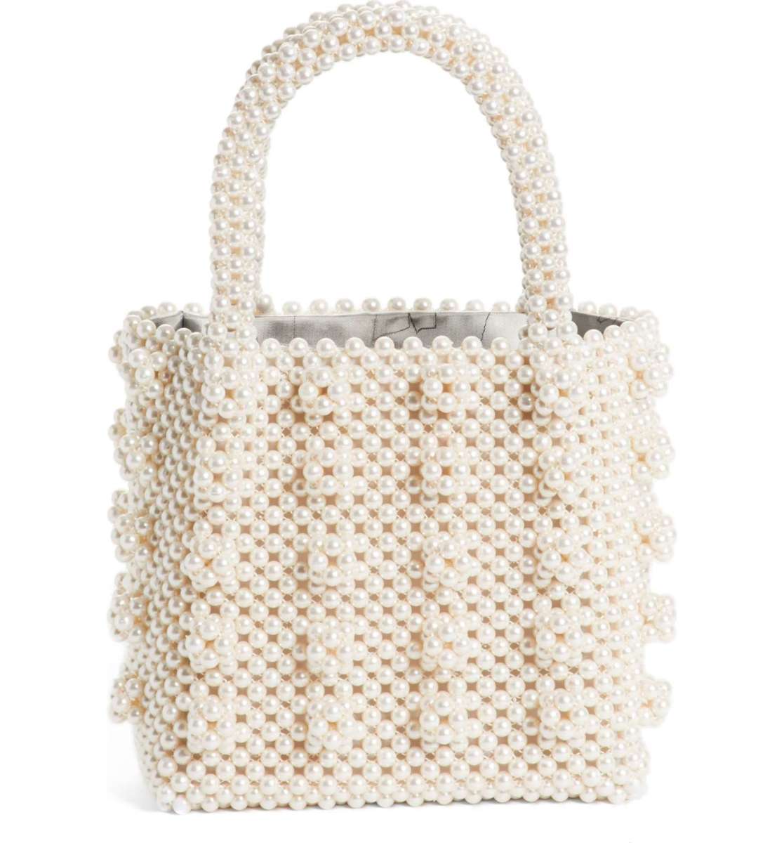 Shrimps Antonia Small Imitation Pearl Beaded Handbag, $685, available at Nordstrom.