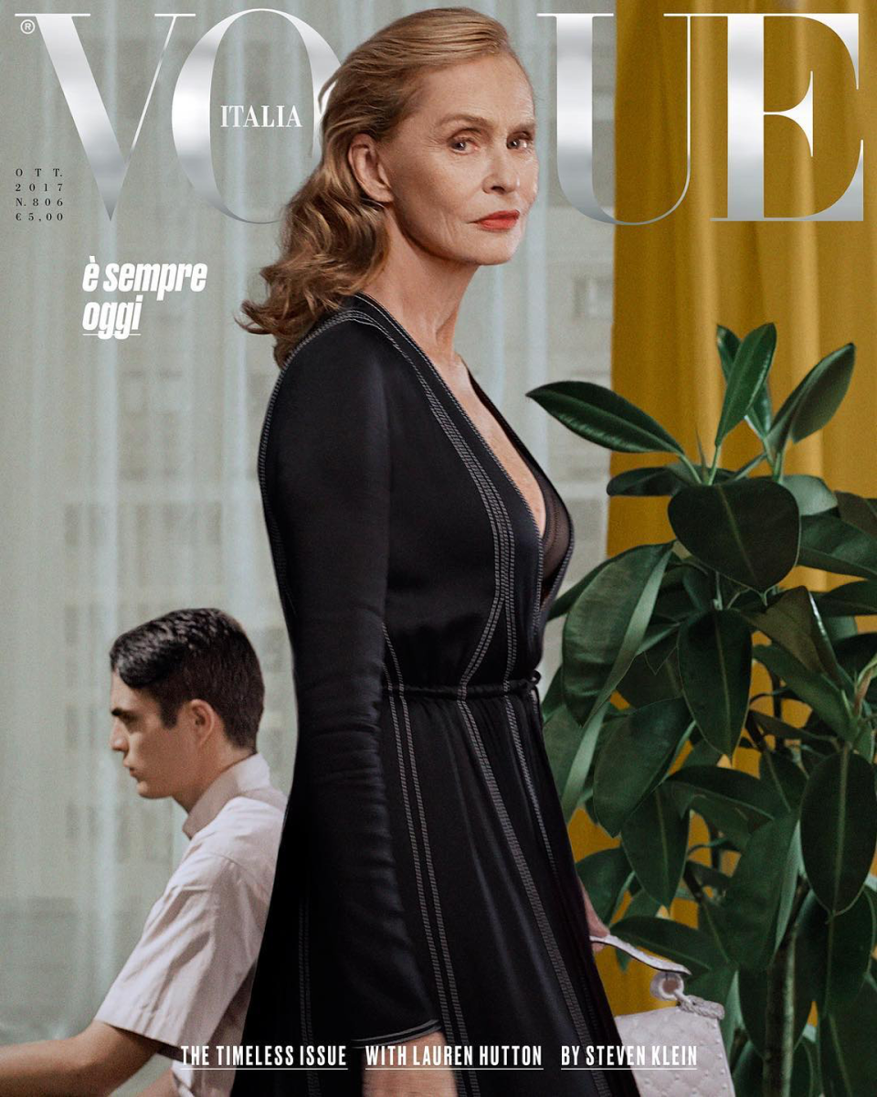 Lauren Hutton in Valentino on the October 2017 cover of "Vogue" Italia. Photo: Steven Klein