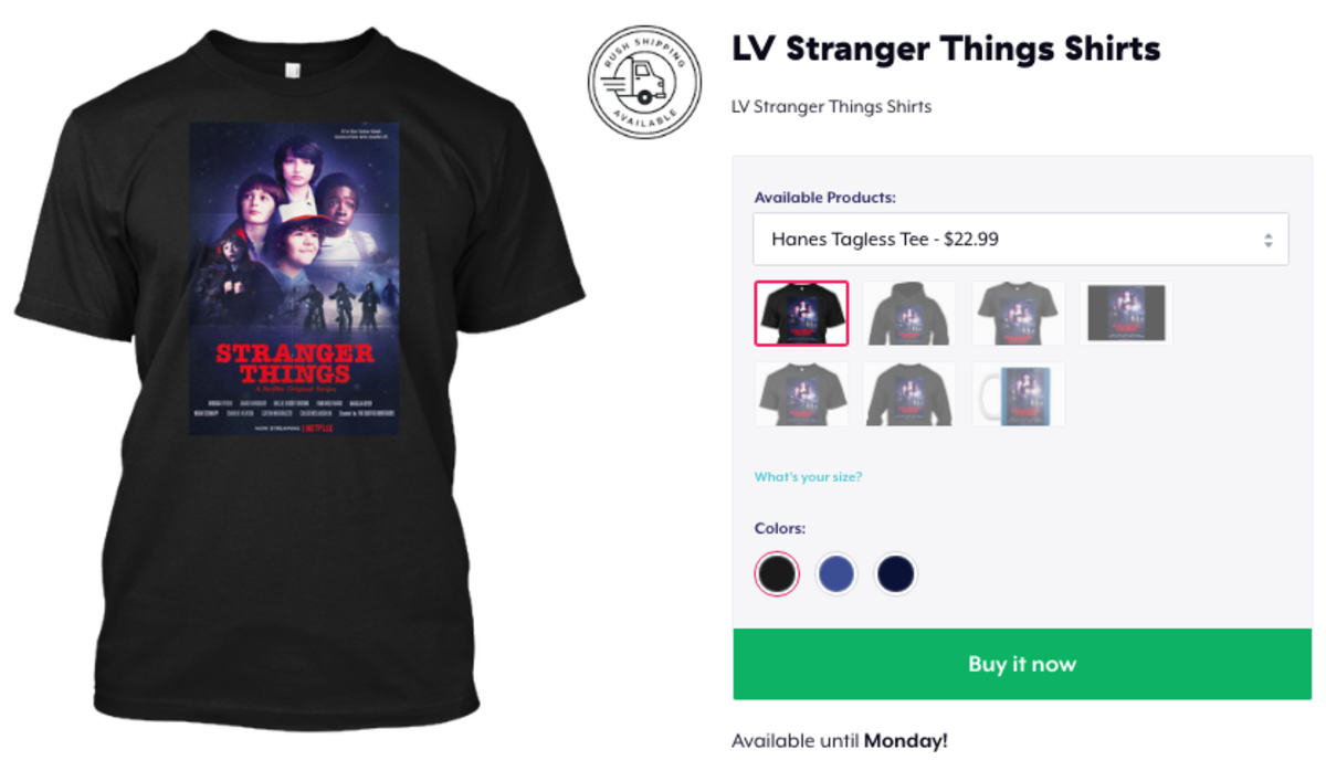 LV Stranger Things Shirts, starting at $22.99, available at Teespring.