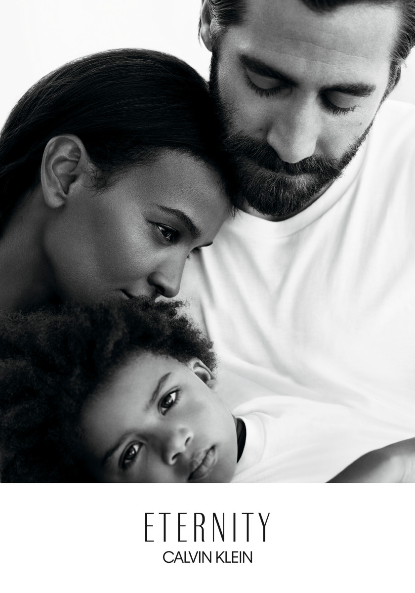 Calvin Klein's new Eternity campaign starring Jake Gyllenhaal, model and advocate Liya Kebede and four-year-old actress Leila. Photo: Willy Vanderperre