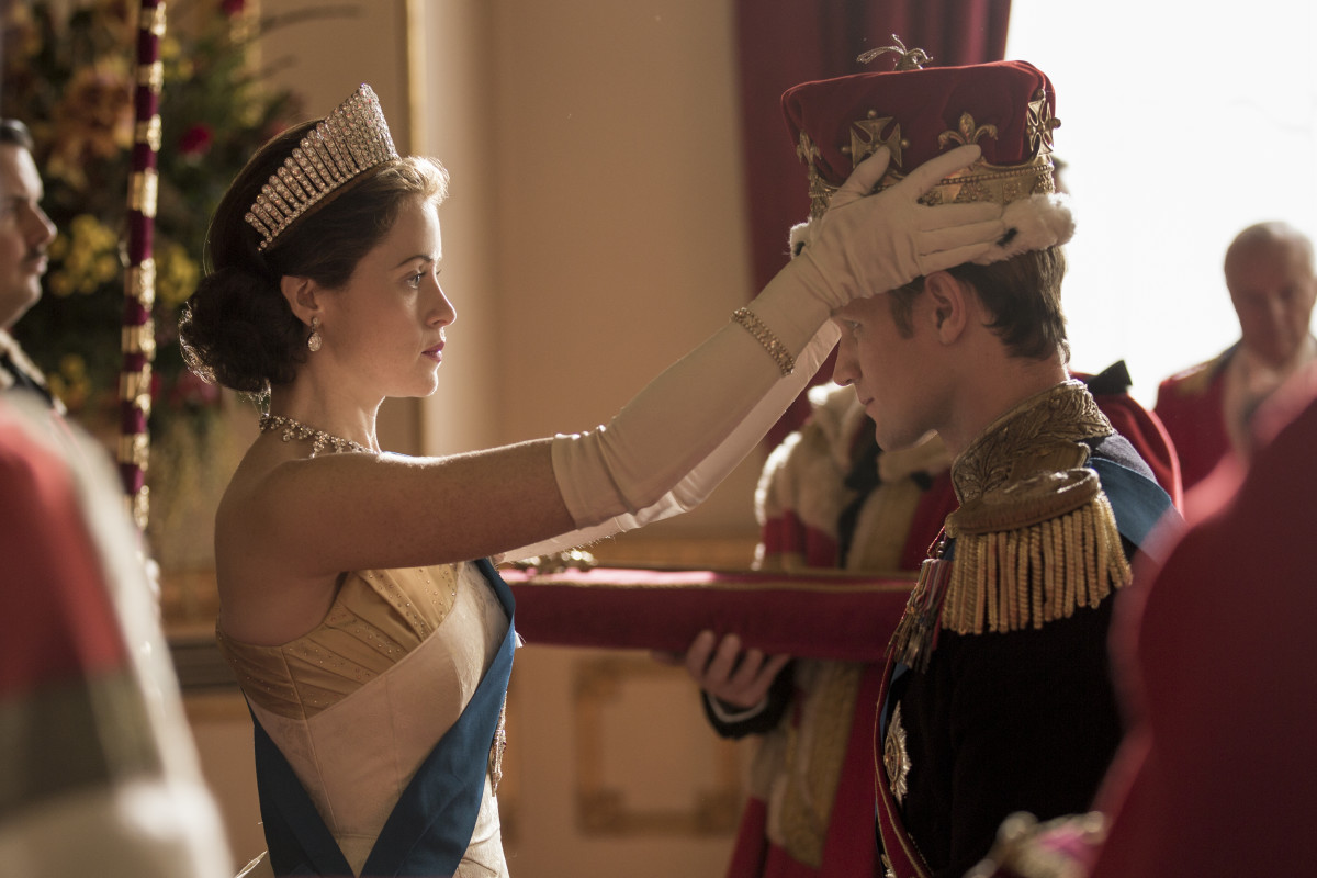 Queen Elizabeth II (Claire Foy) and Prince Philip (Matt Smith) in episode one. Photo: Robert Viglasky/Netflix