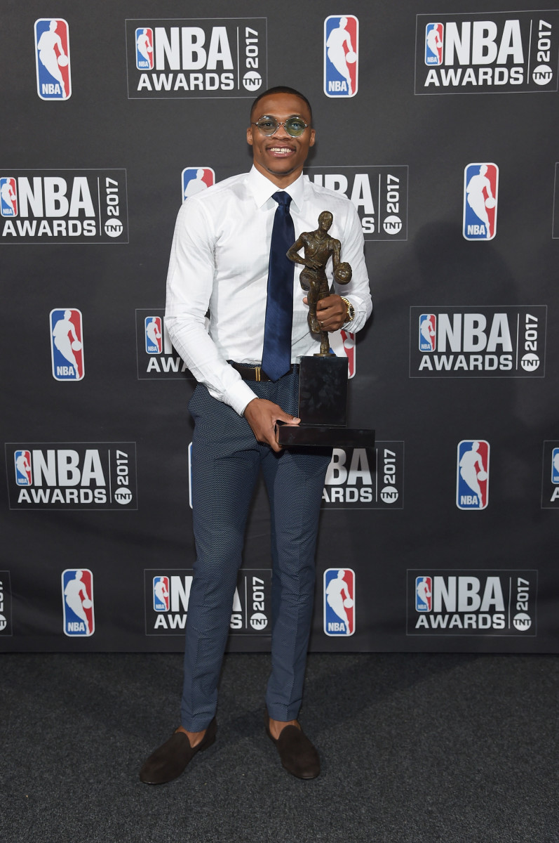 Russell Westbrook in Alba at the 2017 NBA Awards in June. Photo: Jamie McCarthy/Getty Images for TNT