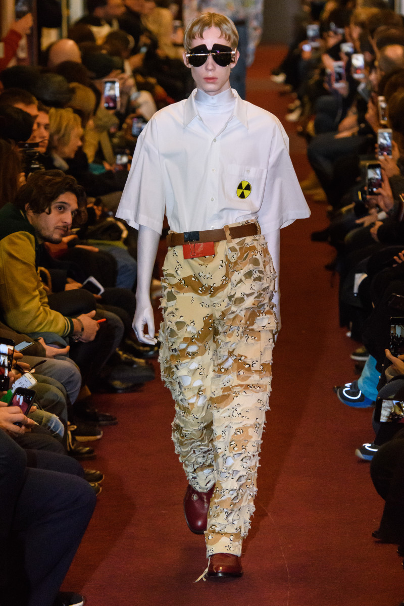 A look from Vetements's Fall 2018 show. Photo: Imaxtree