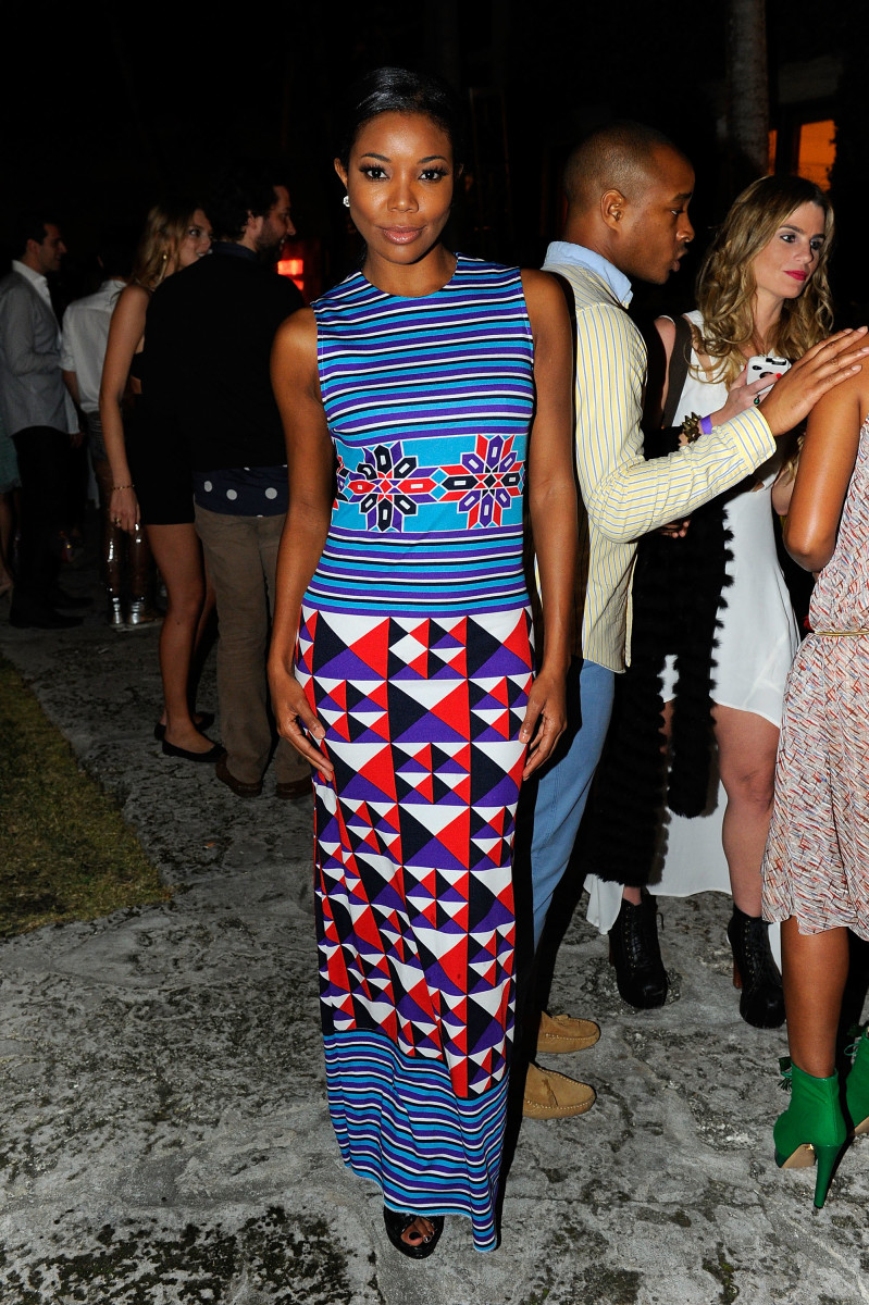 Gabrielle Union in a Jason Bolden-styled vintage Lanvin look at Art Basel in December 2011. 
