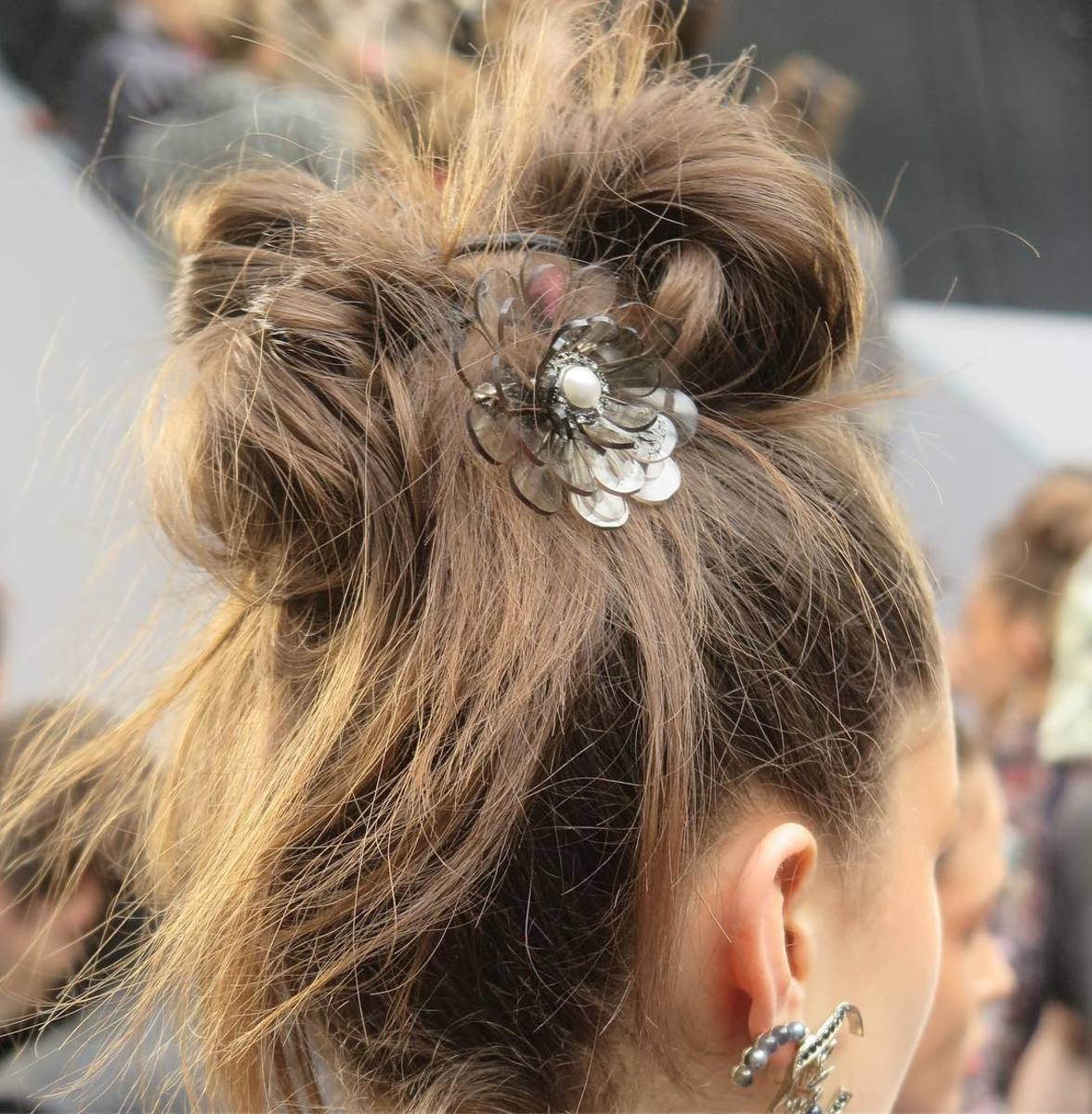 A closeup of the hair accessories from Chanel's Fall 2018 show. Photo: @hairbysammcknight/Instagram