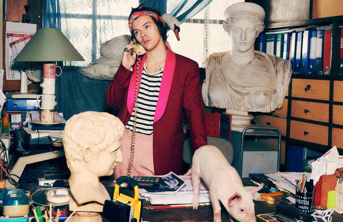 Harry Styles for the Gucci men's tailoring campaign. Photo: Harmony Korine/Courtesy of Gucci