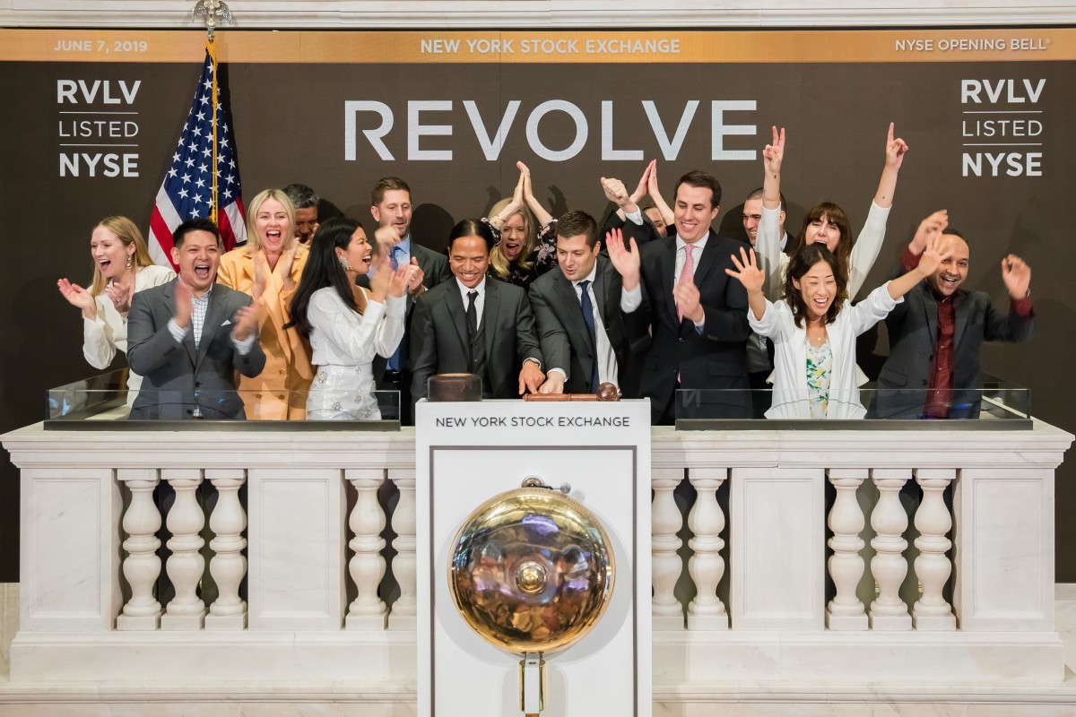 The Revolve team at the New York Stock Exchange Friday. Photo: Courtesy of Revolve
