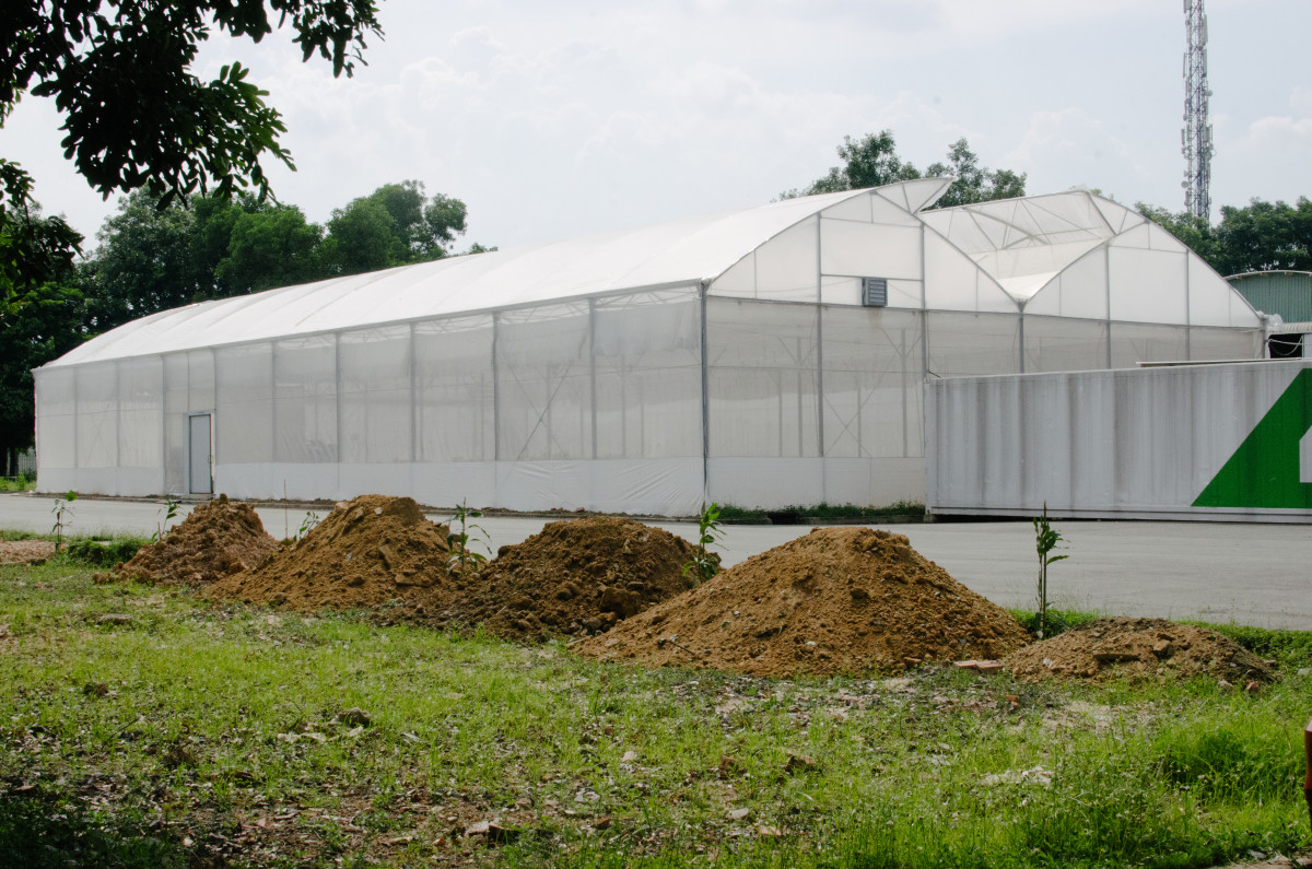 A greenhouse under construction at the Saitex campus. Photo: Whitney Bauck/Fashionista