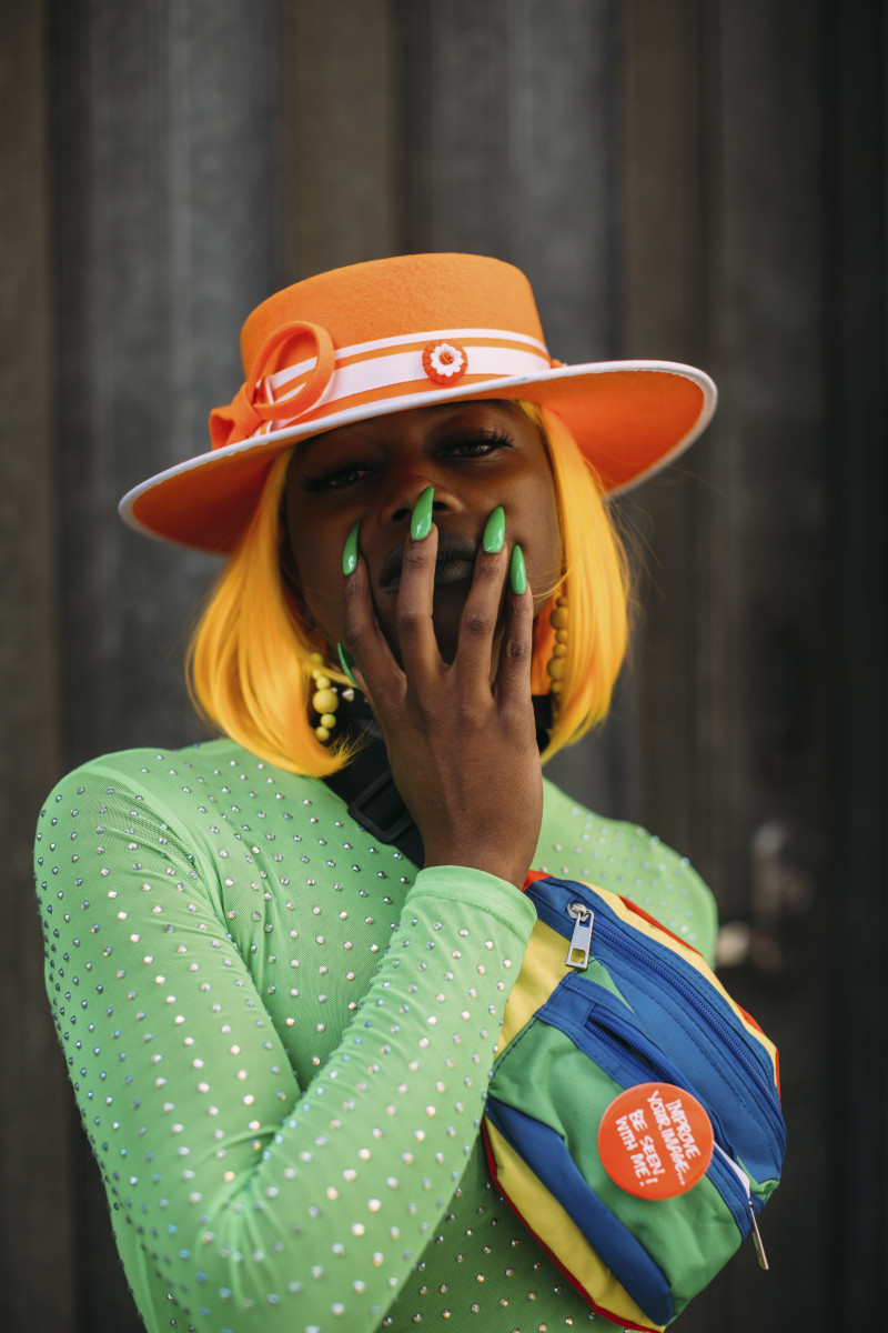On the street at London Fashion Week Spring 2020. Photo: Imaxtree