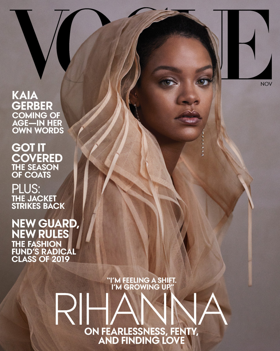 Rihanna in Fenty for the cover of the "Vogue" November 2019 issue. Photo: Ethan James Green