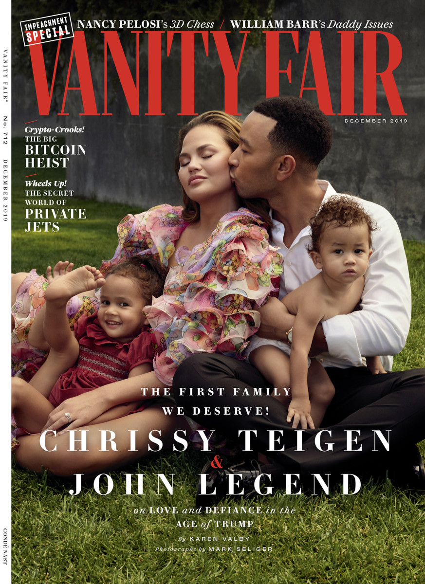 Chrissy Teigen and John Legend with their children Luna and Miles on the cover of "Vanity Fair"'s December issue. Photo: Mark Seliger/Vanity Fair
