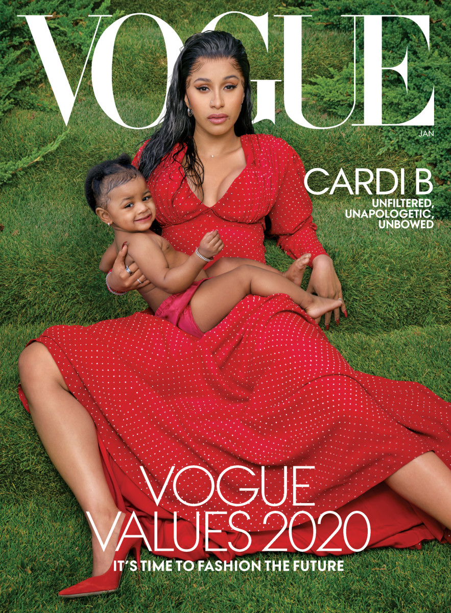 Cardi B and daughter Kulture on the January 2020 issue of 'Vogue'.