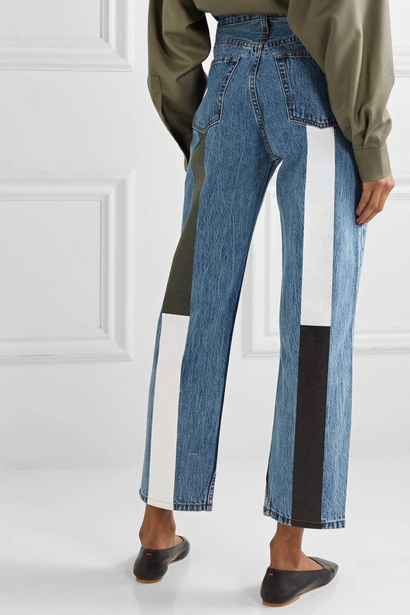 Still Here Tate Cropped Striped High-Rise Straight-Leg Jeans, $280, available here.