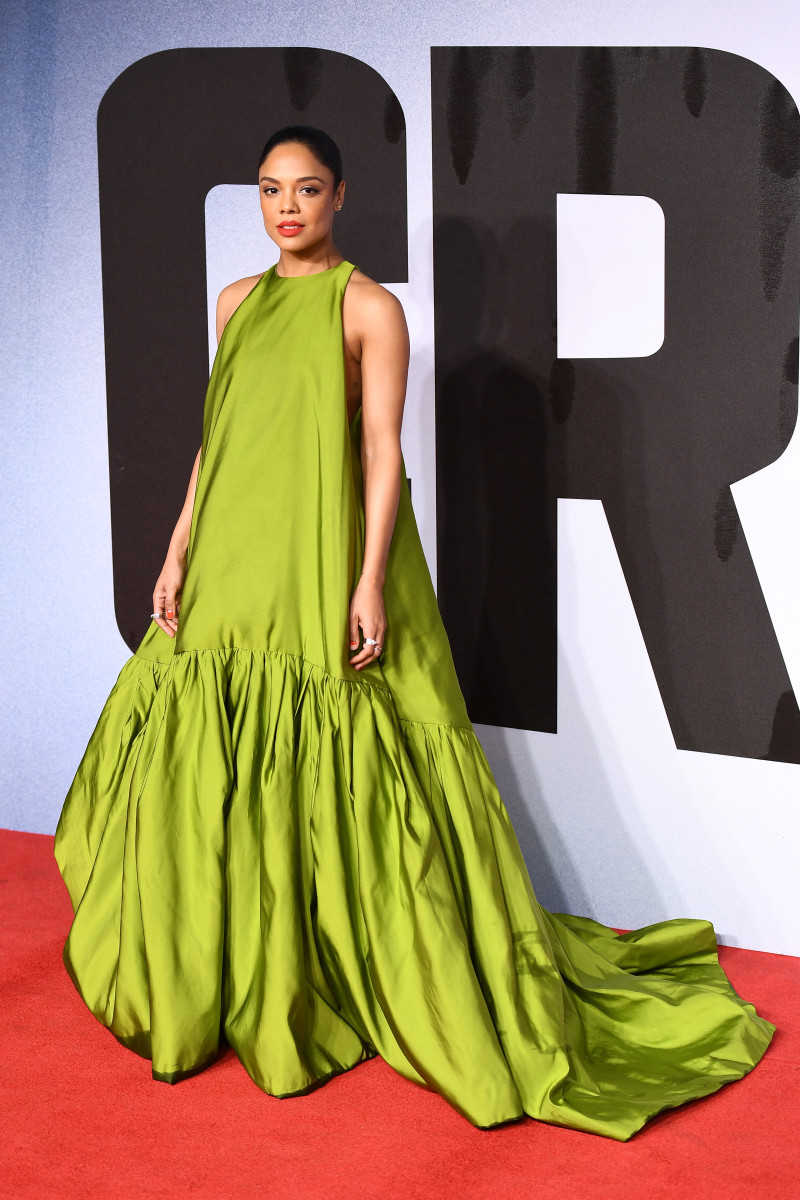 Tessa Thompson Wore Voluminous Green Valentino And A Mile Long Braid At The Creed Ii Premiere Fashionista