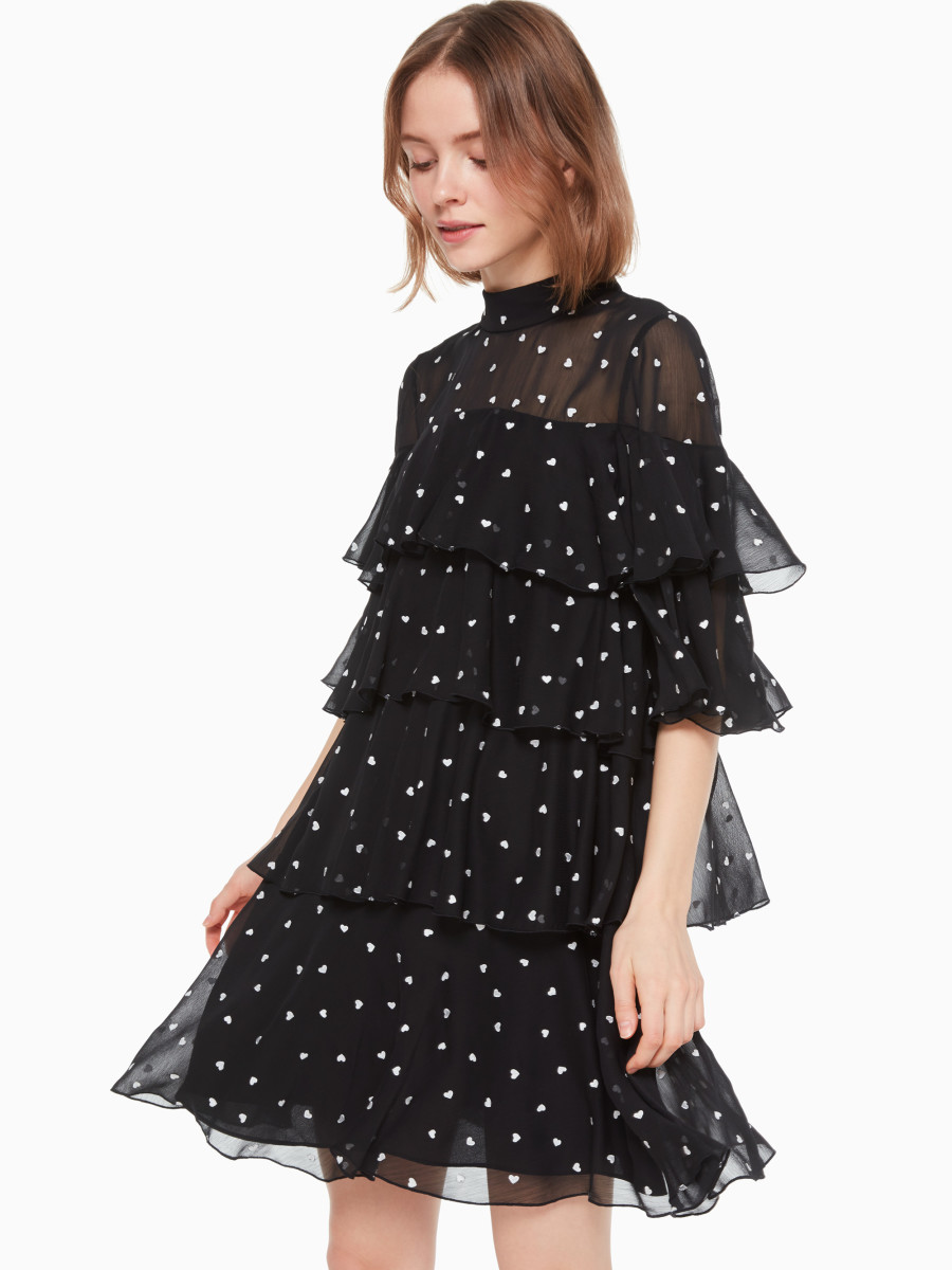 Black dress with white hot sale hearts