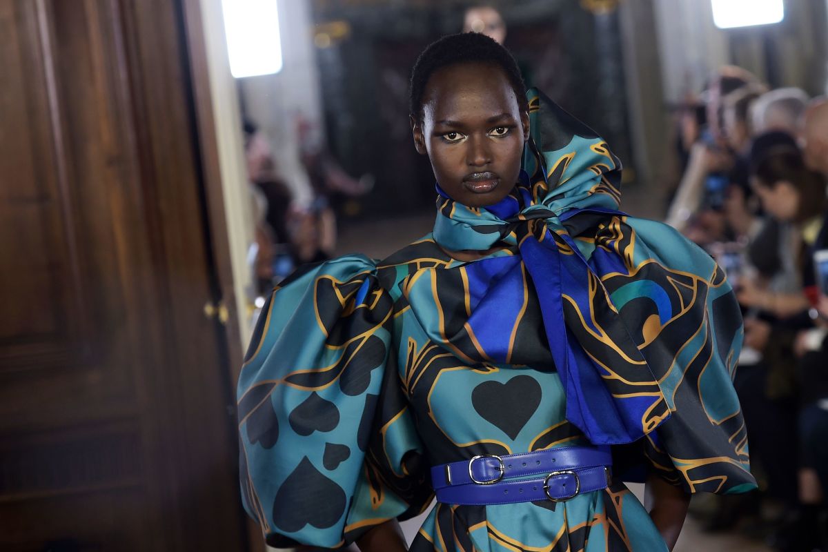 A look from Elie Saab's Fall 2019 collection. Photo: LUCAS BARIOULET/AFP/Getty Images