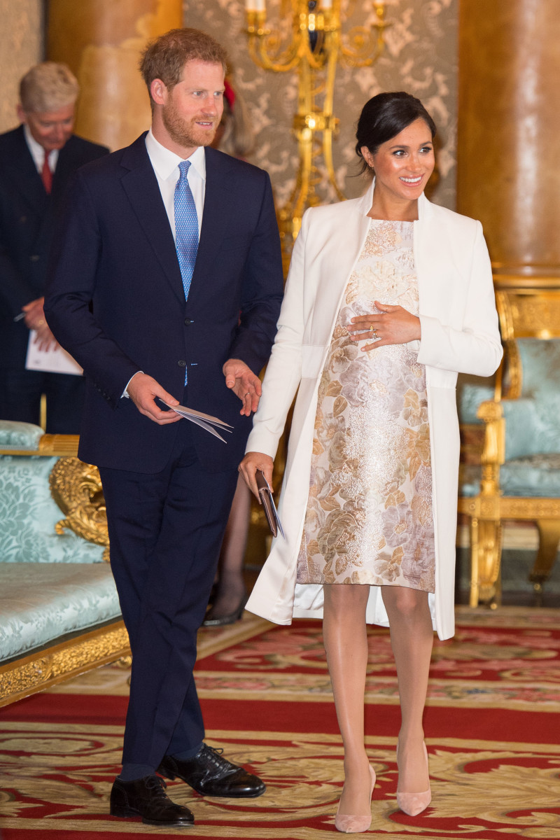 Prince Harry and Meghan Markle, the Duke and Duchess of Sussex, at a reception to mark the 50th anniversary of the investiture of the Prince of Wales at Buckingham Palace in London. Photo: Dominic Lipinski - WPA Pool/Getty Images
