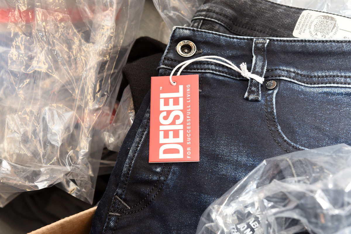 Clothing on sale at Diesel's opening of a real knock-off store on Canal Street in 2018. Photo: Presley Ann/Getty Images for Diesel