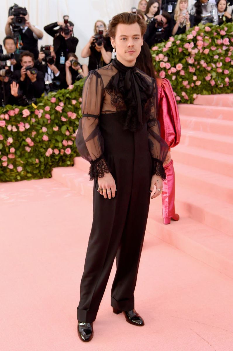 Harry Styles in Gucci at the 2019 Met Gala. Photo: Getty Images