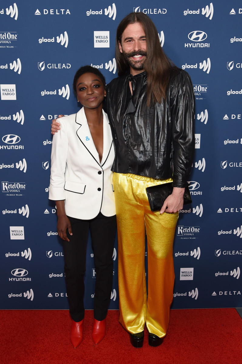 Jess Guilbeaux and Jonathan Van Ness at the GLAAD Media Awards. Photo: Jamie McCarthy/Getty Images for GLAAD