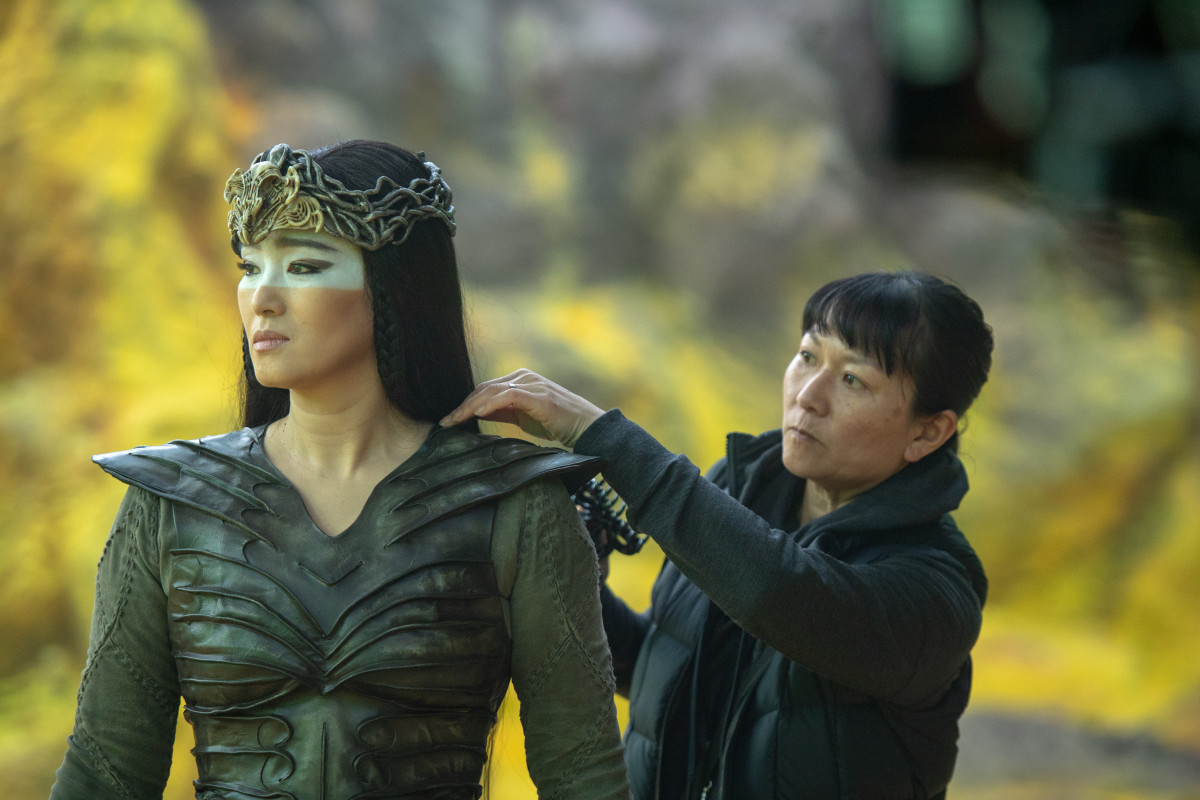 Denise Kum (right) makes haadjustments on Xian Lang (Li Gong).