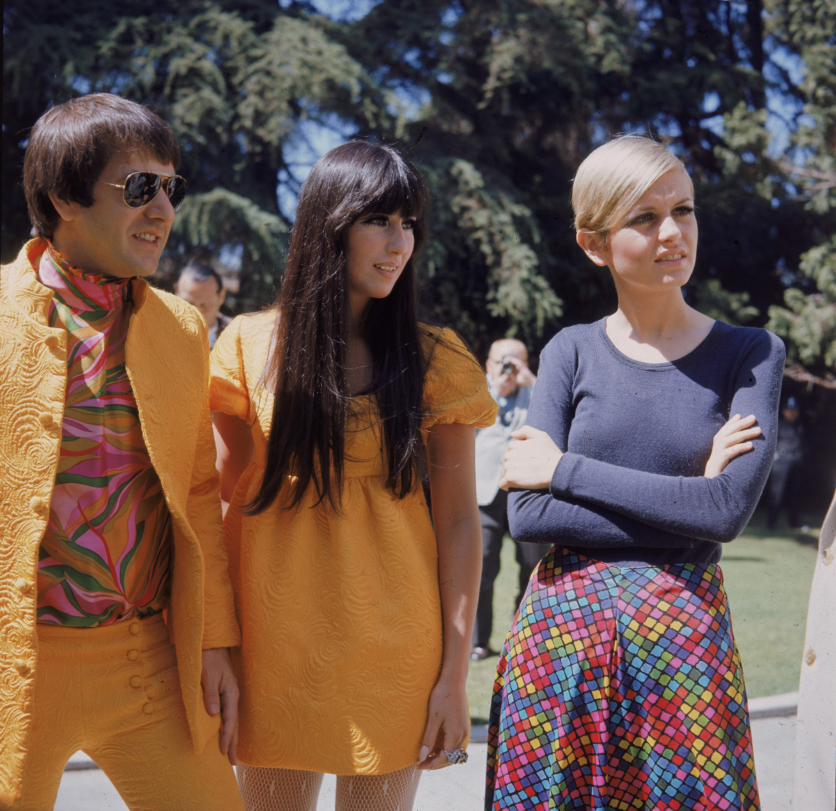 Sonny Bono, Cher and Twiggy in 1967. 