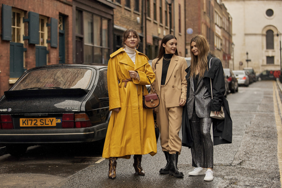 On the street at London Fashion Week Fall 2020. 