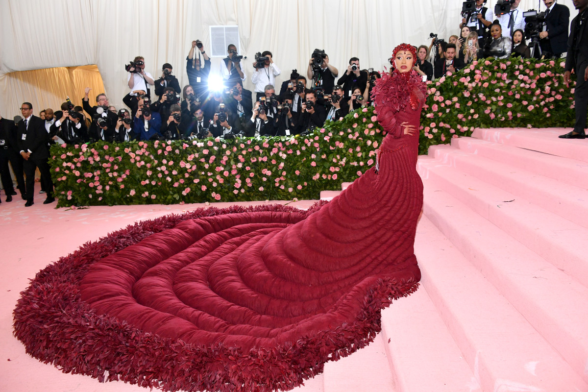 Cardi B in Thom Browne at the 2019 "Camp: Notes on Fashion" Met Gala.
