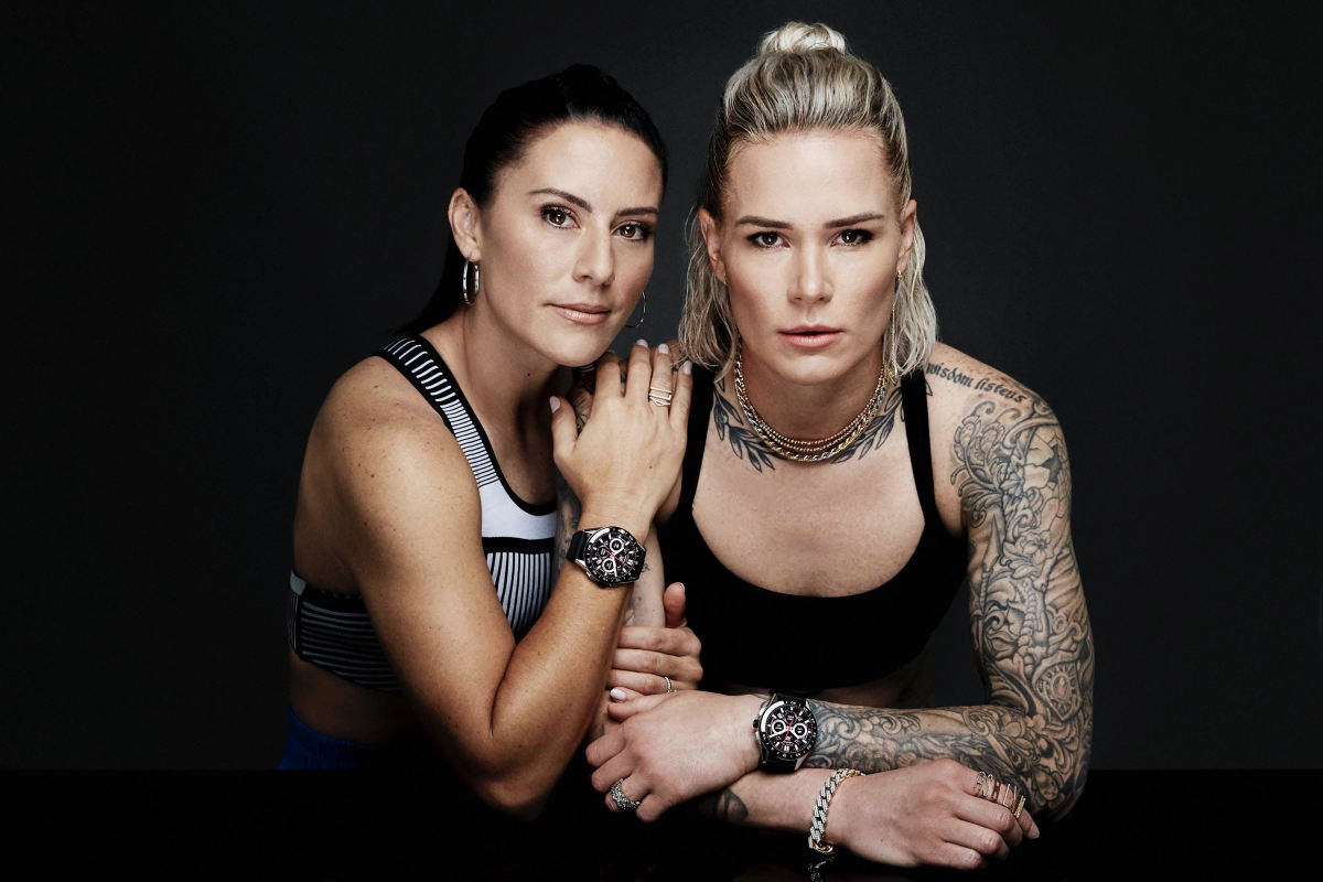 Ali Krieger and Ashlyn Harris for Tag Heuer Connected watch collection.