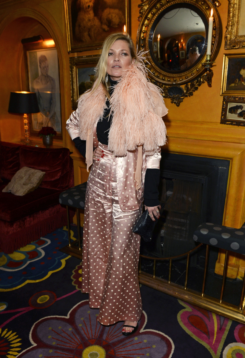 Kate Moss at a premiere party for "A String of Naked Lightbulbs" in 2014. 