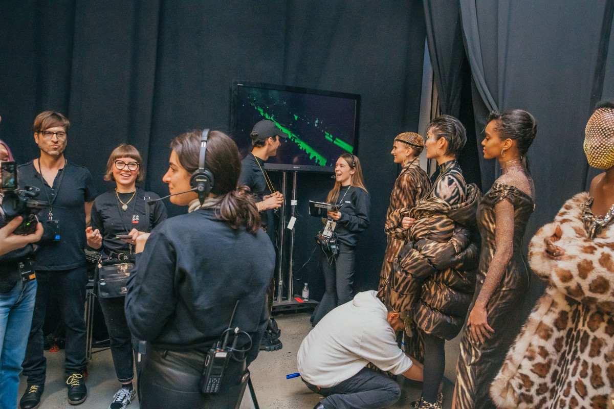 The scene backstage at Christian Cowan's Fall 2021 show.