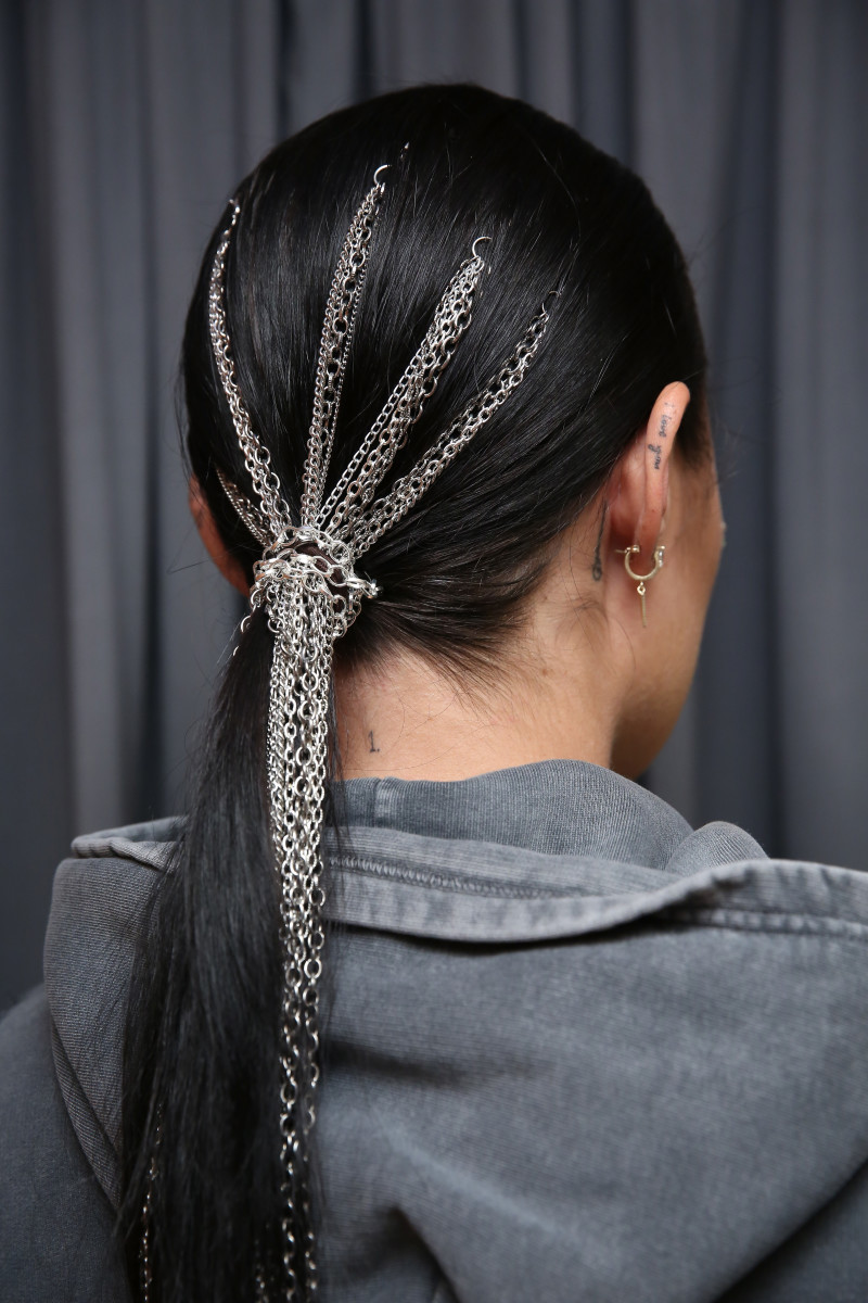 A hairstyle from Christian Siriano's Fall 2019 show by Marjan.