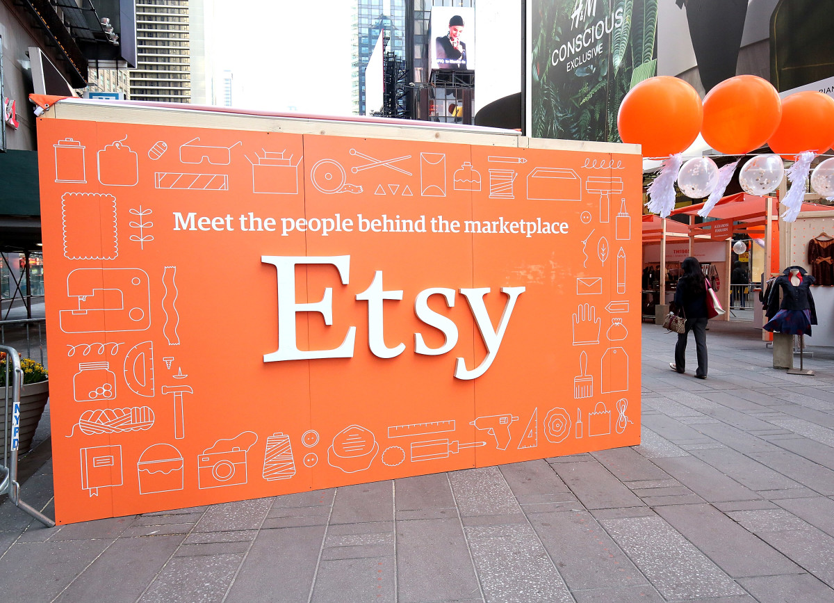 Etsy Sellers Market in Times Square celebrating Etsy's celebration going IPO at Nasdaq on April 16, 2015 in New York City