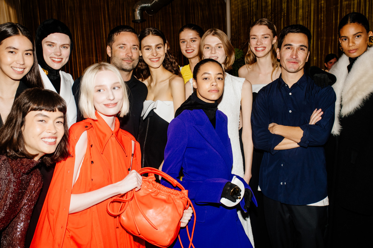 The models for Proenza Schouler's Charleston show with Hampden Clothing, with designers Jack McCollough and Lazaro Hernandez.