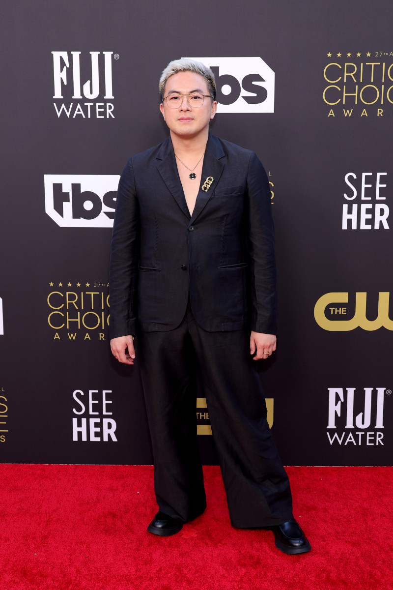 Bowen Yang wearing Outlier by Willie Norris on the red carpet at the 2022 Critics Choice Awards.