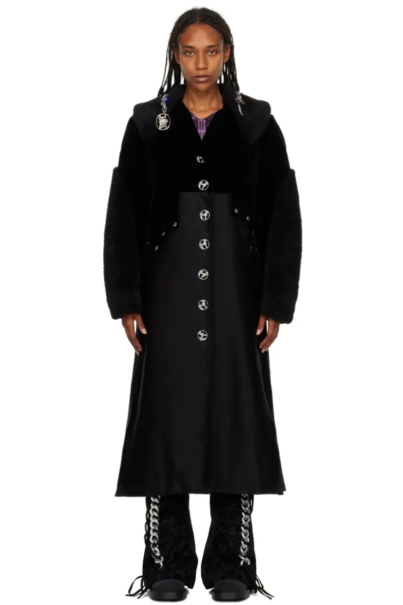 chopova lowena black long freezing coat