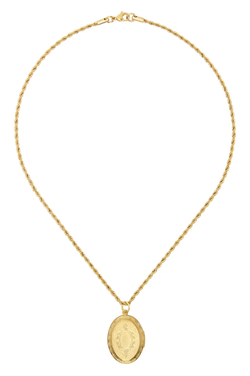tanner fletcher gold vintage oval locket necklace