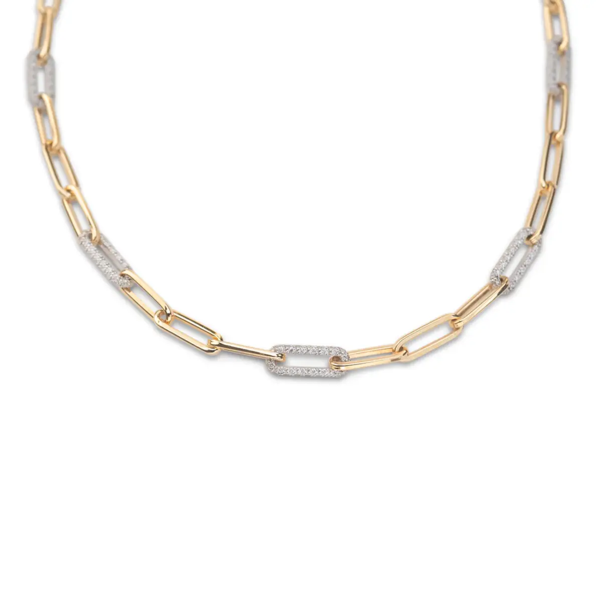 rg paperclip diamond link necklace