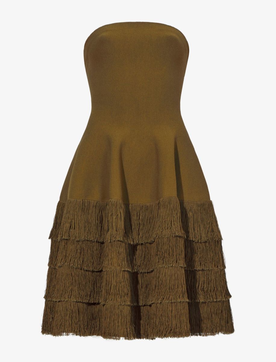 Proenza Schoulder Textured Fringe Knit Sculpted Dress
