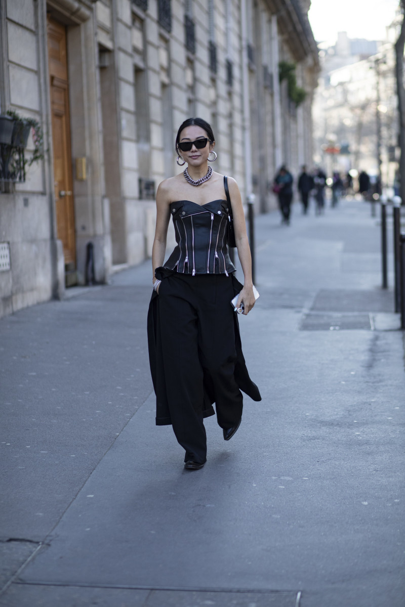 Paris, France - October, 2, 2022: woman wearing mini Intrecciato