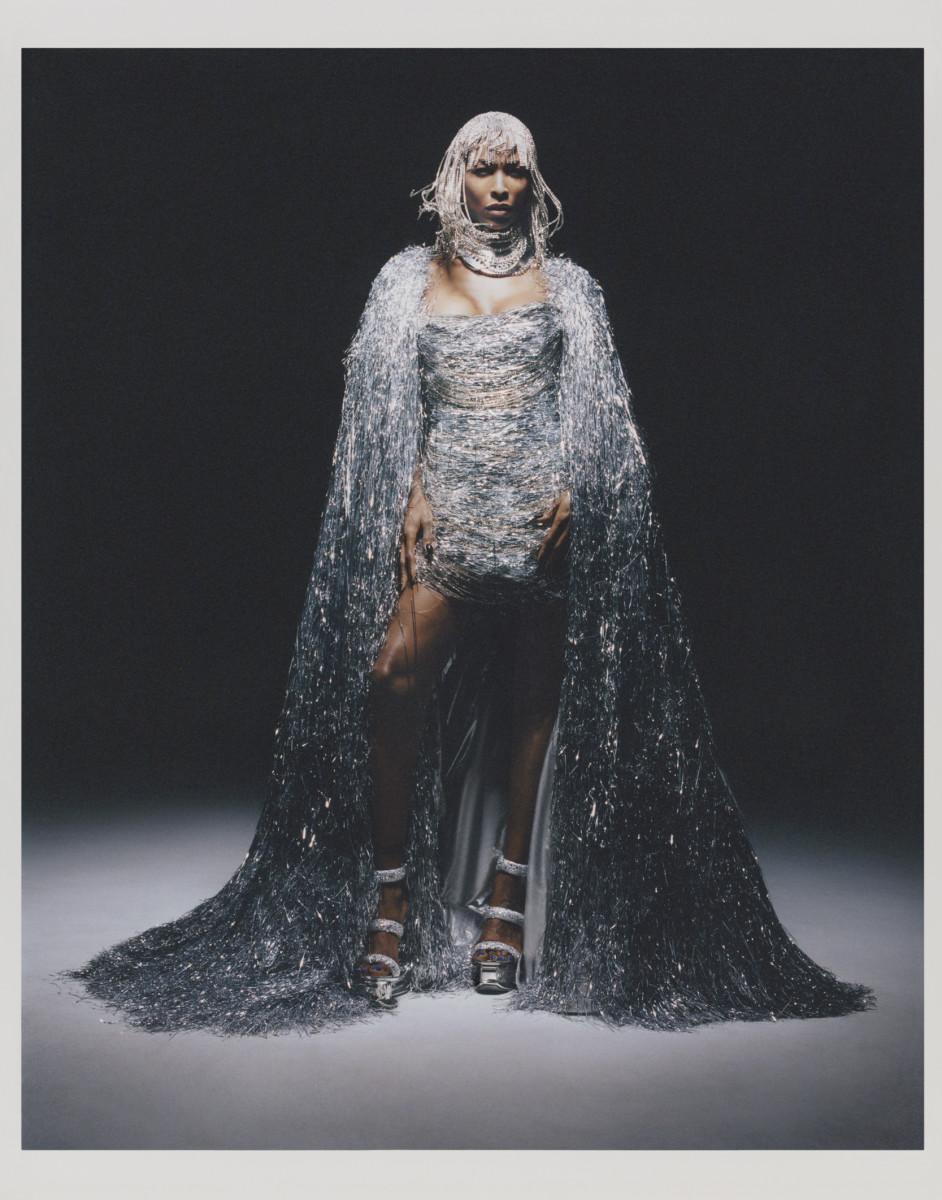 Beyonce poses in the futuristic Balmain collection she co-designed with Olivier  Rousteing