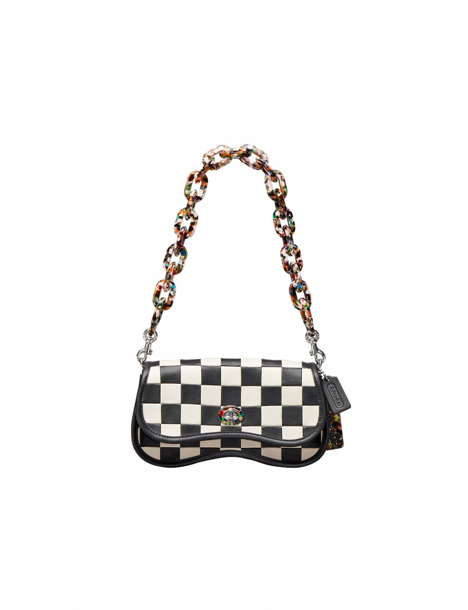 Wavy Checkered Shoulder Bag