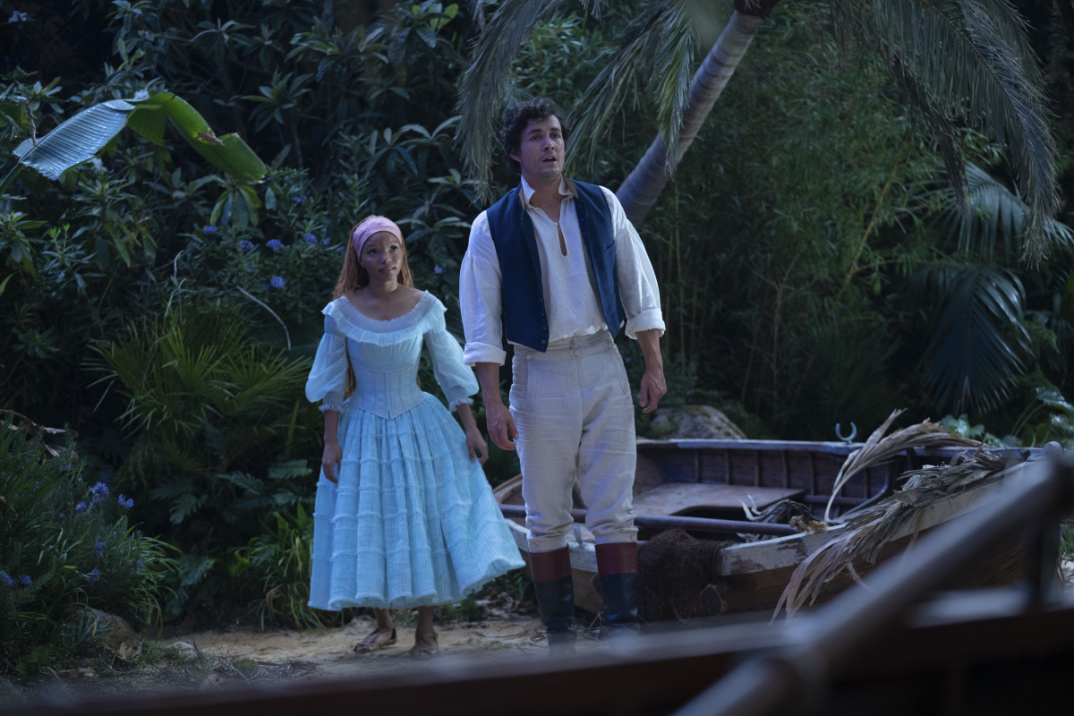 "We started with a lot more clothes for him, then we realized it was too much," says Atwood of Prince Eric (Jonah Hauer-King)'s costume. "It's set in a hot environment, and he just looked more real and more like somebody that would be a good match for Ariel with just his waistcoat, his shirt and his britches."