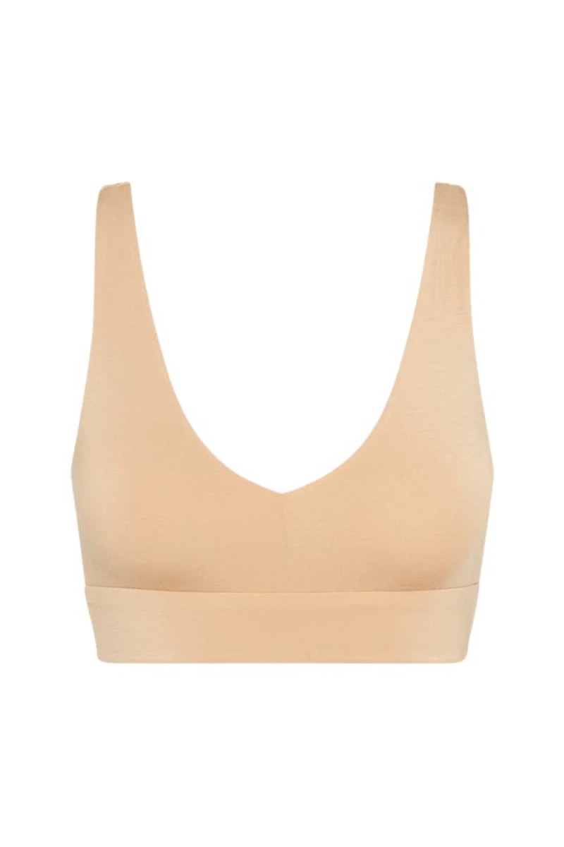 We Are We Wear Curve nylon blend padded plunge bra with hardware detail in  white