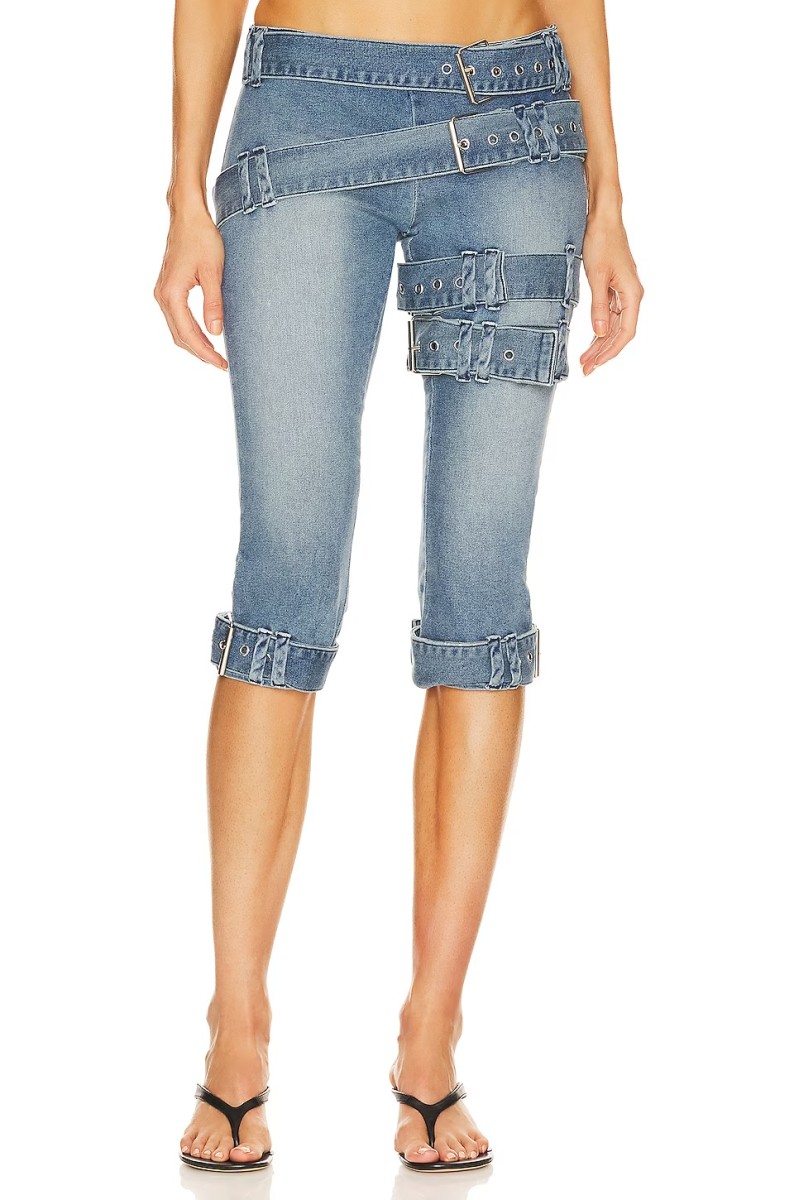 CGC 2023 Trend High Waist Jeans Women Vintage Denim Capri Pants
