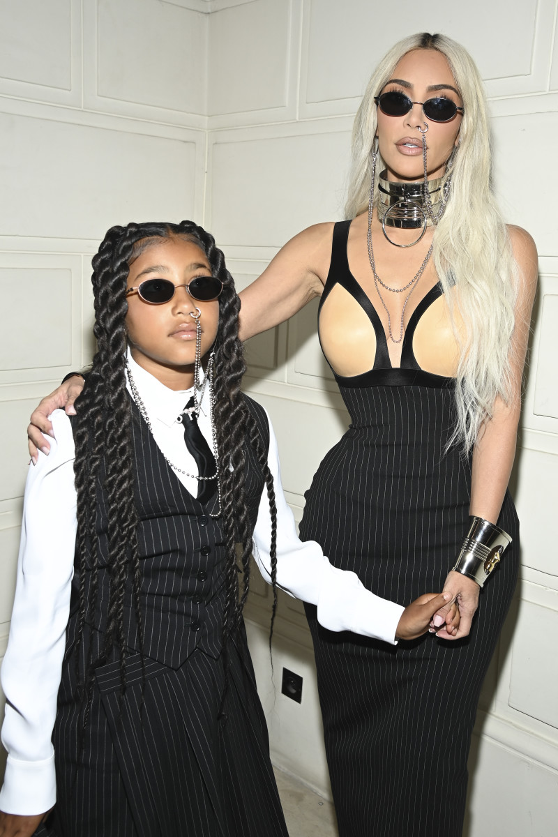 North West and Kim Kardashian attend the Jean-Paul Gaultier Haute Couture Fall Winter 2022 2023 show as part of Paris Fashion Week on July 06, 2022 in Paris, France