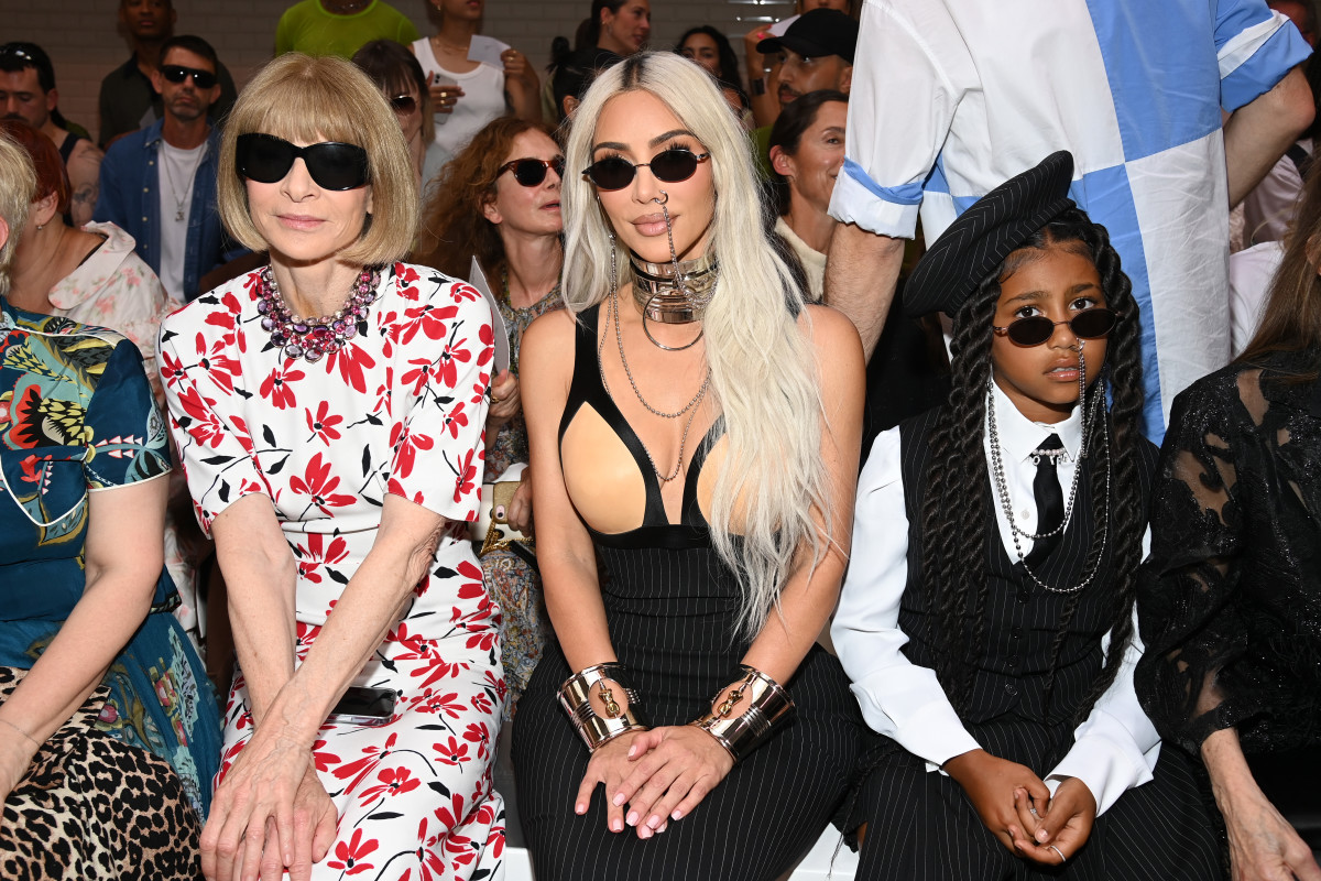 Anna Wintour, Kim Kardashian and North West attend the Jean-Paul Gaultier Haute Couture Fall Winter 2022 2023 show as part of Paris Fashion Week on July 06, 2022 in Paris, France