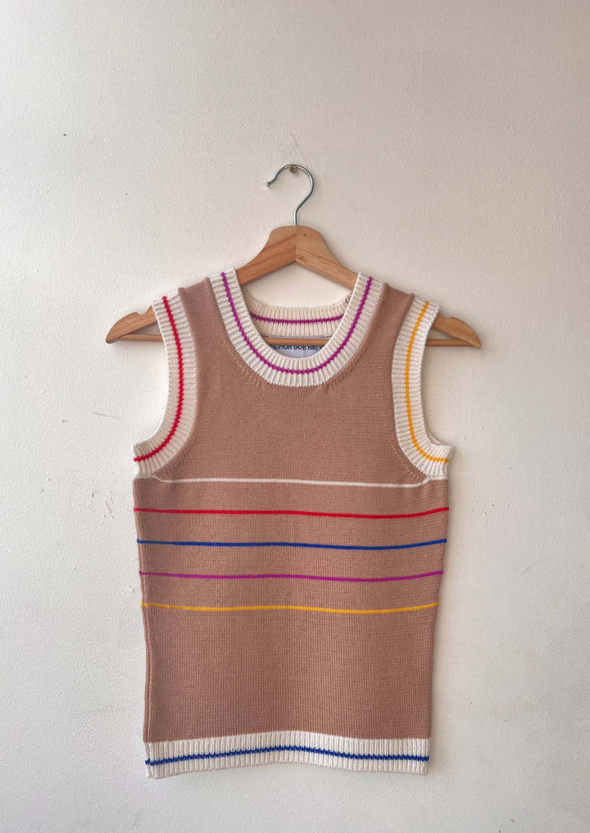 Black Boy Knits Accented Stripes and Trims Tank