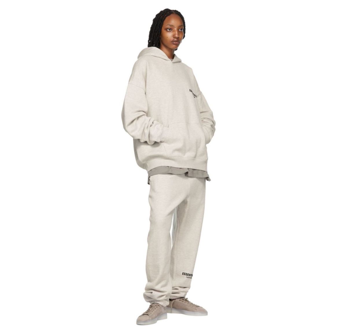 Essentials Off-White Cotton Hoodie and Straight Leg Sweatpants